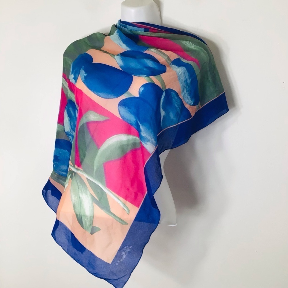 Holland multicolor scarf women floral blue pink green